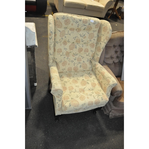 401 - FLOWAL WINGBACK ARMCHAIR