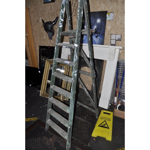 493 - SET OF WOODEN STEP LADDERS