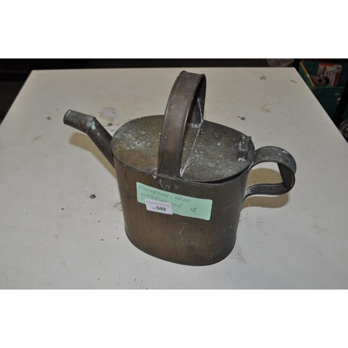 49 - EDWARDIAN BRASS WATERING CAN, USABLE CONDITION