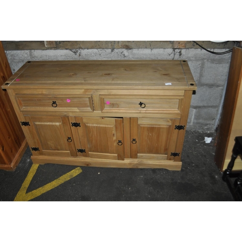 808 - MEXICAN PINE 2 DRAWER, 3 DOOR SIDEBOARD