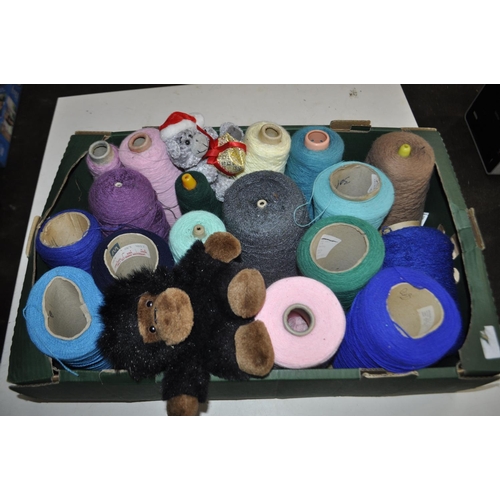 219 - 18 X WOOL CONES PLUS TWO STUFFED TEDDIES