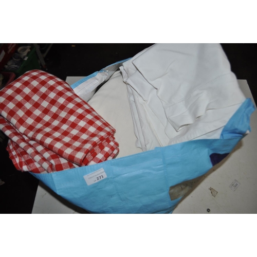 271 - SELECTION OF TABLE CLOTHS AND LINEN