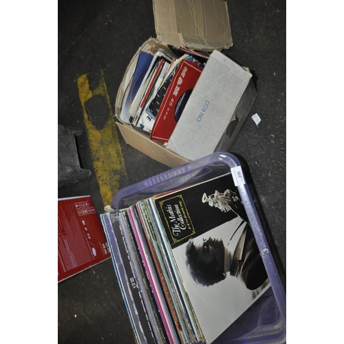 299 - BOXED SELECTION OF LP'S AND QUANTITY OF COLLECTIBLE SINGLES INC. MUSICAL YOUTH, BANARAMA, BONEY M AN... 