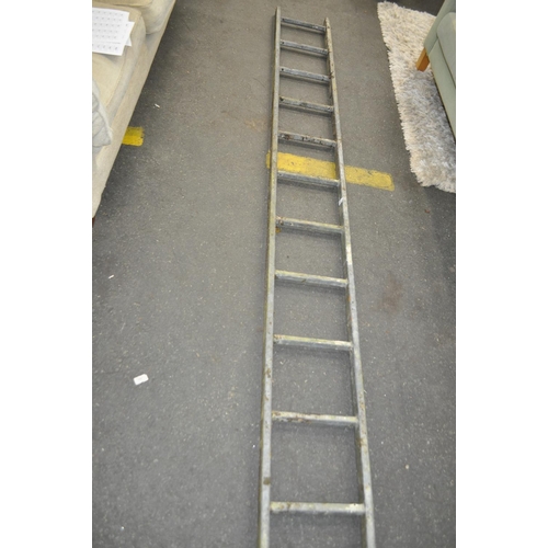 11 - HEAVY GALVANISED STEEL LADDER OVER 9' IN HEIGHT