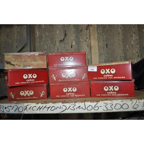 140 - 8 X VINTAGE OXO ADVERTISING TINS, EACH ONE MEASURING 6.5 X 5 X 2.5