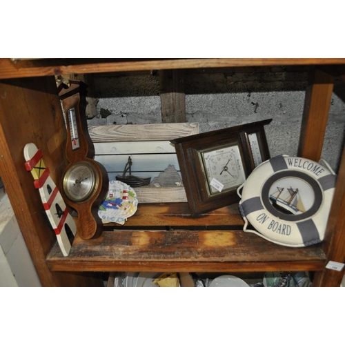 158 - NAUTICAL THEMED DECORATIONS AND 2 EDWARDIAN BAROMETERS