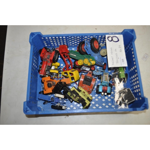 163 - CRATE OF DIE-CAST COLLECTIBLE TRACTORS INC. MATCHBOX AND OTHERS