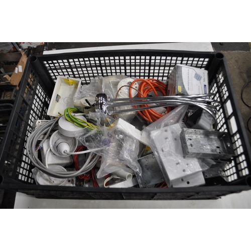 36 - CRATE OF ELECTRICAL SWITCHES , SOCKETS AND BACK BOXES