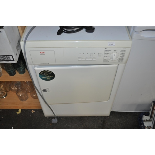 549 - AEG 7KG VENTED TUMBLE DRIER WITH REAR HOSE