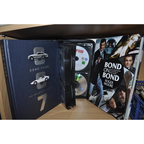 555 - LARGE QUANTITY OF JAMES BOND DVD'S PLUS TWO BOND BOOKS