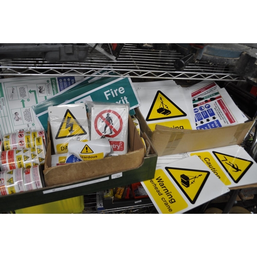 66 - BOXED SELECTION OF VARIOUS WORK PLACE  HAZARD SIGNS / STICKERS