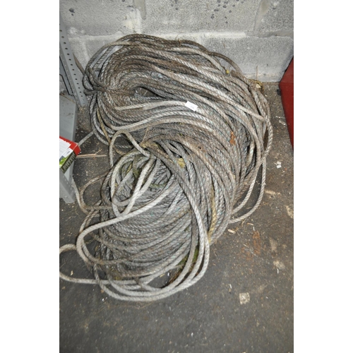 76 - VERY LONG LENGTH OF HALF INCH THICK APPROX, ROPE, MANY MANY METERS IN LENGTH. POSSIBLY 80 METERS (GU... 