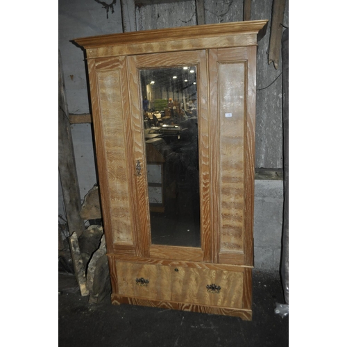 791 - NATURAL SOLID WOOD 4 PIECE WARDROBE WITH A LARGE DRAWER UNDER, AND MIRRORED DOOR MEASURING 197CM T X... 