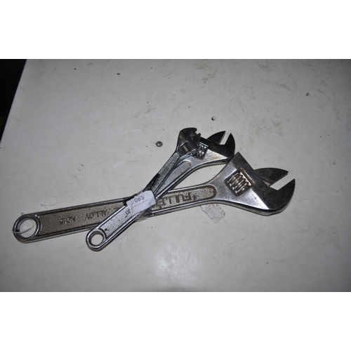 65 - GRADUATED SET OF ADJUSTABLE SPANNERS, NO. 15, NO. 6 AND NO. 10