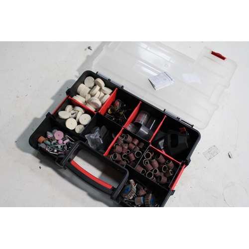 20 - ORGANISER CONTAINING MIXED GRINDING DISCS, POLISHING PADS AND SANDING DISCS TO FIT A MULTI-TOOL / DR... 