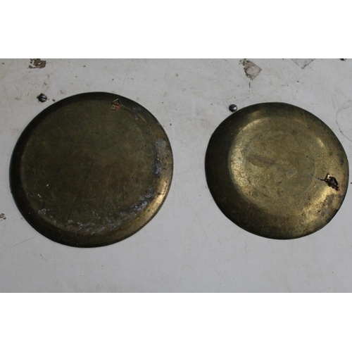 21 - 2 X SOLID BRASS CLOISONNE WALL PLATES, 7