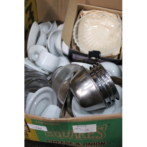 344 - MIXED KITCHENWARE AND SAUCE BOWLS