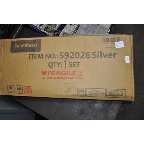 176 - BRAND NEW BOXED SILVER SHELVING UNIT