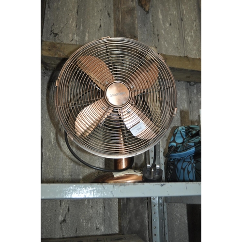 344 - GOODMANS TABLETOP COPPER EFFECT 3 SPEED FAN IN VERY GOOD CONDITION