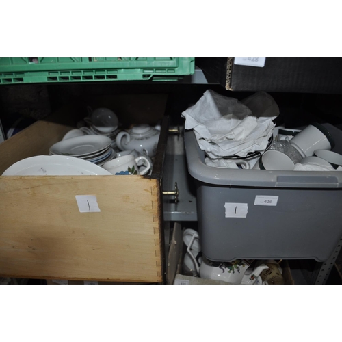 429 - 2 BOXES OF CHINA INC MUGS AND TEA PLATES