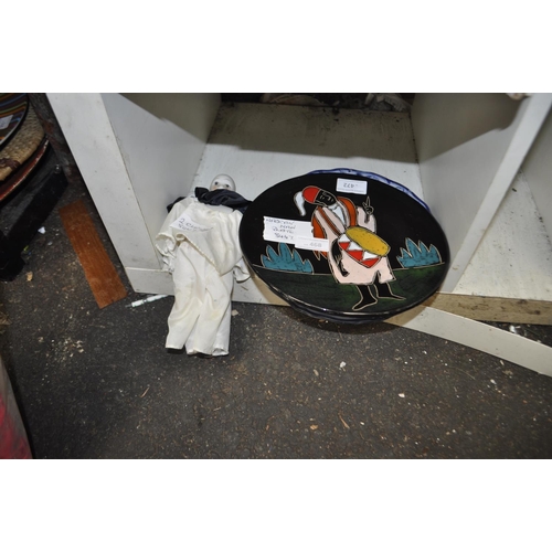 468 - DECORATIVE PLATES INC. AFRICAN MAN DESIGN AND 2 X CLOWN DOLLS