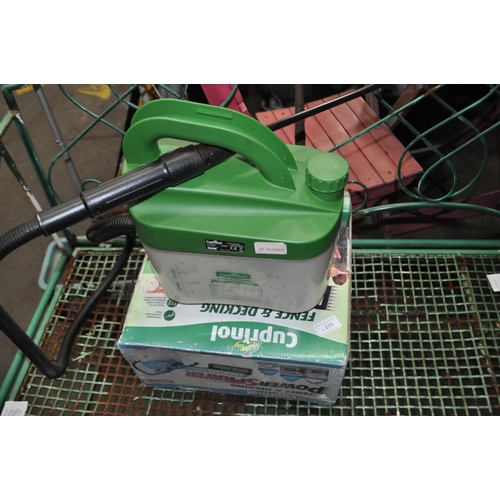 175 - NEARLY BOXED CUPRINOL CORDLESS FENCE AND DECKING POWER SPRAYER IN VERY CLEAN CONDITION