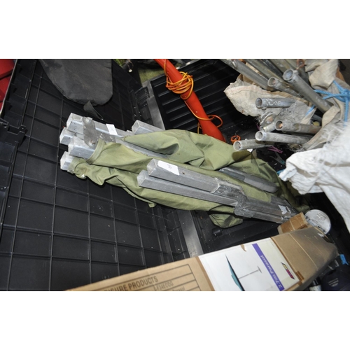 207 - A FOLDING MILITARY ALUMINIUM AND CANVAS CAMPBED