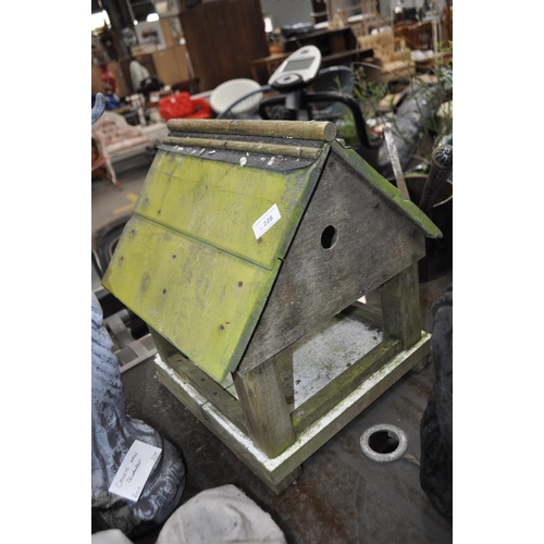 228 - RUSTIC WOODEN BIRD TABLE/ NESTING BOX  15 INCH SQ