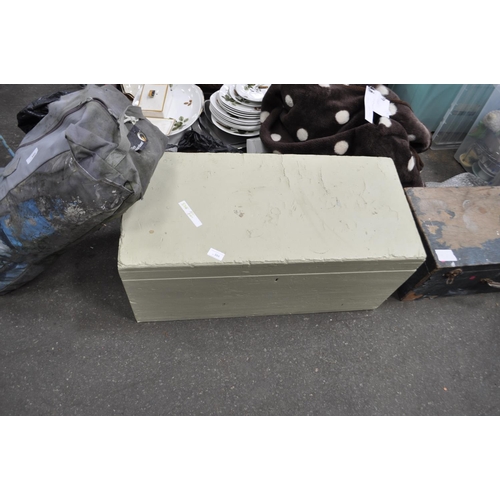 386 - ANTIQUE PAINTED PINE CHEST 80CM BY 36CM BY 37CM TALL