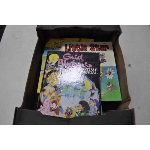 418 - A BOX OF MISC VINTAGE CHILDREN'S ANUALS INC. ENID BLYTON, LITTLE STAR AND OTHERS