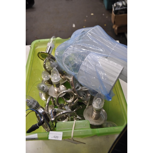 420 - BOX OF MATCHING WALL LIGHTS AND SHADES
