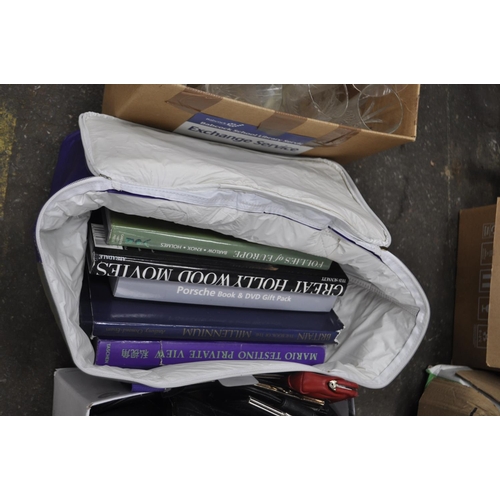 190 - A MARKS AND SPENCERS COOL BAG CONTAINING EDUCATIONAL BOOKS AND GIFT PACKS INC CHURCHILL, THE PORSCHE... 