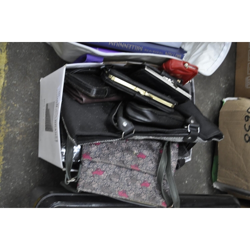 191 - A LARGE BOX OF PURSES AND HANDBAGS INC. LAURA ASHLEY ETC