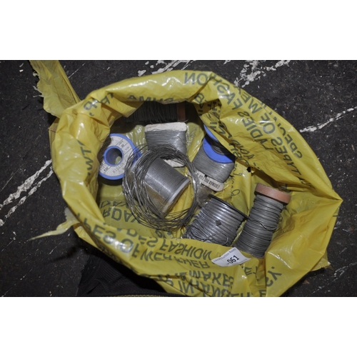 61 - A BAG CONTAINING A NUMBER OF REELS OF SOLDER - VARIOUS SIZES AND LENGTHS