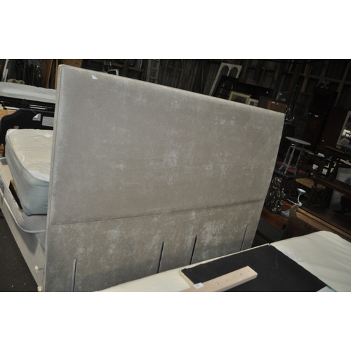 1009 - A QUALITY SUPERKING PADDED HEADBOARD IN LIGHT TAUPE FABRIC
