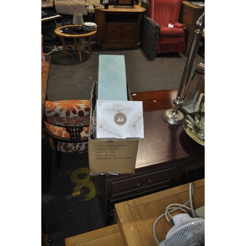 1041 - BOX OF SMELLIES INC AN ROSE GOLD FEATHER OIL BURNER MORE OIL BURNERES AND A SENSE AROMA LAMP ETC