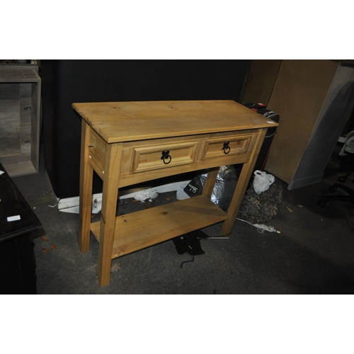 1075 - A VERY CLEAN TWO DRAWER MEXICAN PINE CONSOLE TABLE