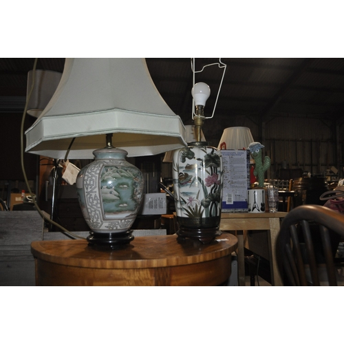 1178 - TWO ORIENTAL TABLE LAMPS, ONE WITH A SHADE