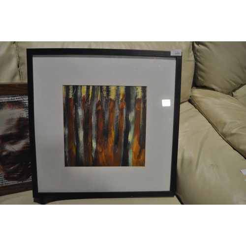 1259 - A FRAMED ORIGINAL ABSTRACT ACRYLIC PAINTING SIGNED BY THE ARTIST TO THE LOWER RIGHT. SURNAME APPEARS... 