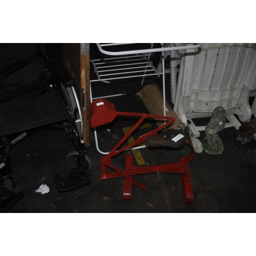 208 - THE VINTAGE STEEL SAND-PLAY RED MANUAL CONTROL DIGGER TOY