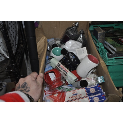 373 - A BOX OF NEW ITEMS INC ESSENTIAL OIL BURNERS, ECO REFUSE BAGS, ORNATE TEALIGHT LAMPS, NAGCHAMPA INCE... 
