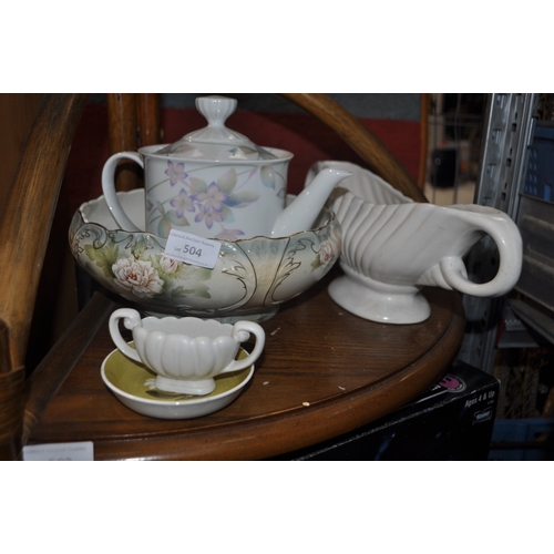 504 - A SELECTION OF VINTAGE CHINA - SANFORD WARE, DENBY, WADE ETC