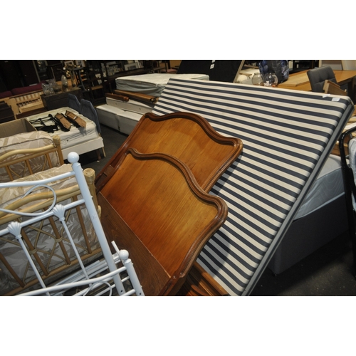 923 - EXCELLENT QUALITY ANTIQUE FRENCH CARVED MAHOGANY SMALL DOUBLE BED CIRCA LATE 1800'S WITH UPHOLSTERED... 