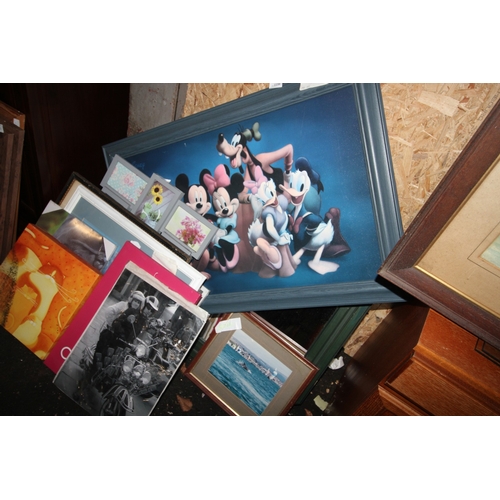 Large collection of prints and pictures inc large Disney print