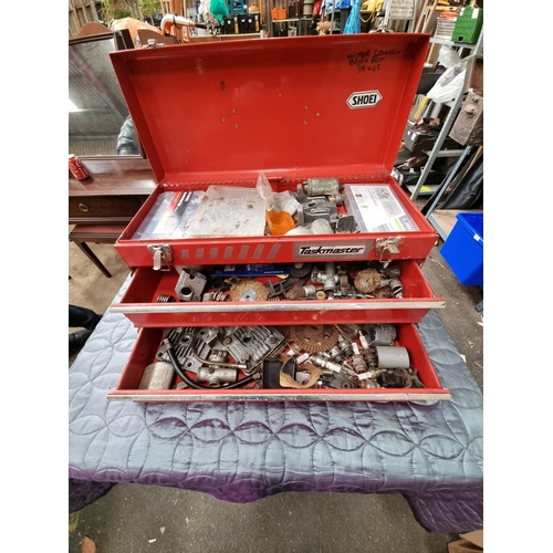 A Taskmaster Portable Metal Toolbox and an Assortment of Seagull Engine ...