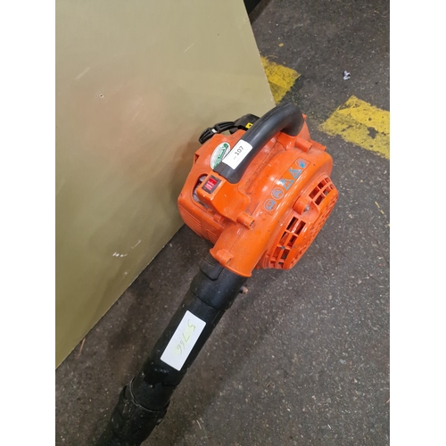 107 - A Single Handheld Petrol Leaf BlowerA single handheld petrol-powered leaf blower featuring an oran... 