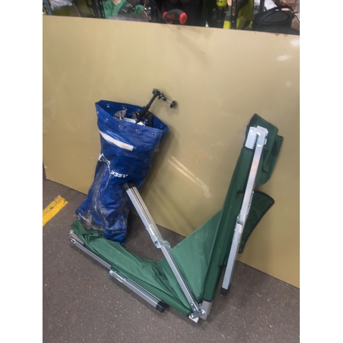 119 - Folding Military Style Cot Backrest and Utility Bag with Miscellaneous AccessoriesThis lot include... 