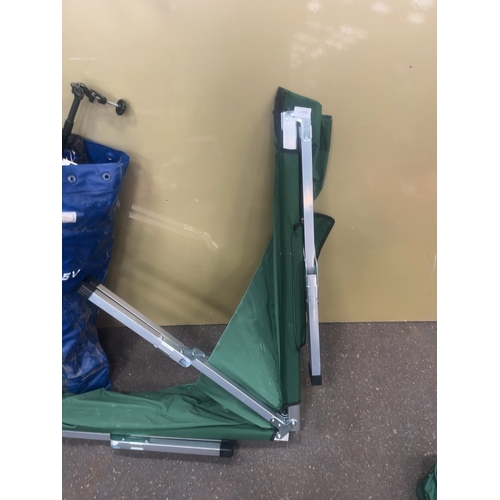 119 - Folding Military Style Cot Backrest and Utility Bag with Miscellaneous AccessoriesThis lot include... 