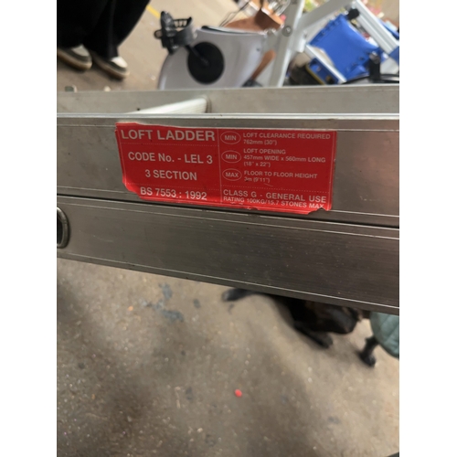 71 - A Three-Section Aluminium Loft Ladder, Model LEL 3This three-section aluminium loft ladder is desi... 