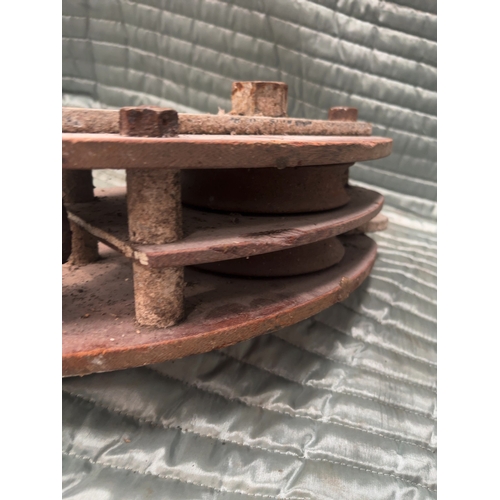 79 - A Vintage Industrial Three Ton Double-Sheave Pulley Block Dated 1976A heavy-duty industrial double... 